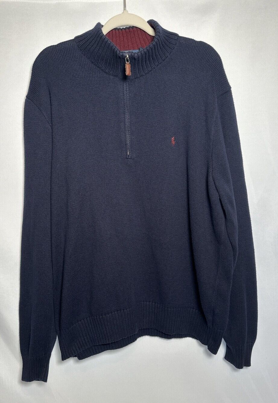 Polo Ralph Lauren Sweater Men XXL 1/4 Zip Long Sleeve Knit Navy Blue Cotton